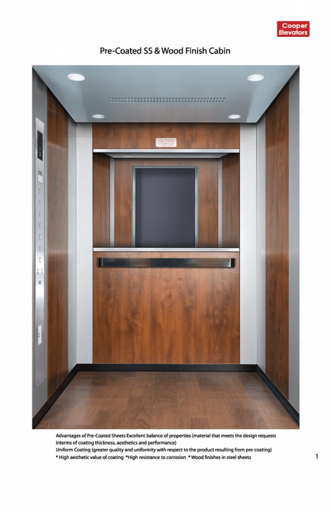 Cooper Elevators Metal Finish Office Elevator Cabin