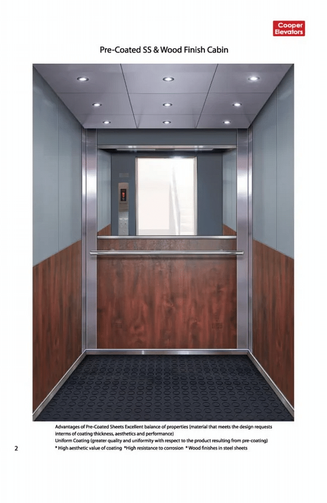 Cooper Elevators Metal Finish Office Elevator Cabin